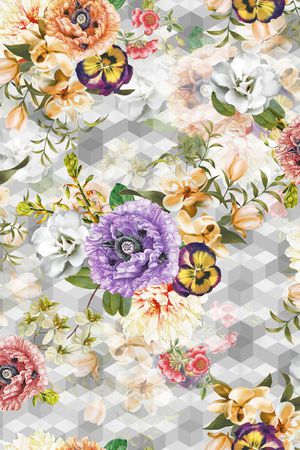 3D立体几何线条印花华亿平台图片