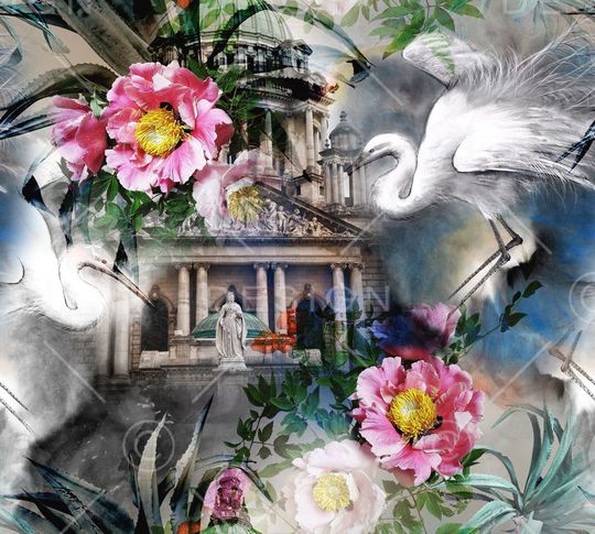 中国风花卉印花华亿平台图片