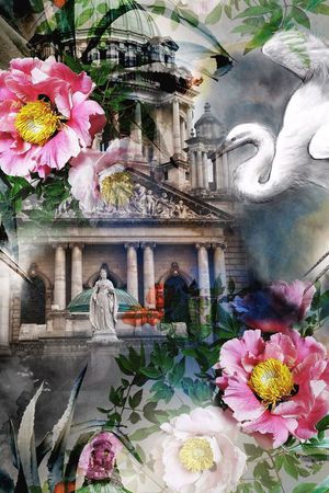 中国风花卉印花华亿平台图片