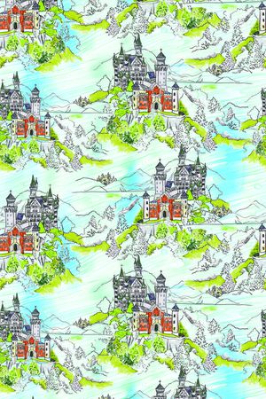 手绘卡通风格印花华亿平台图片