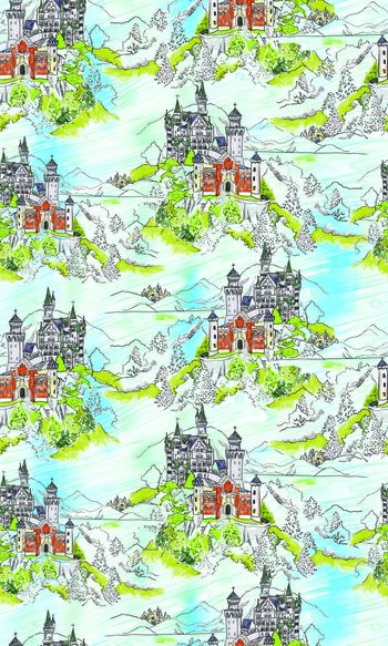 570691-手绘动漫城堡婴童印花   童装印花