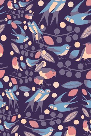 花鸟写意印花华亿平台图片