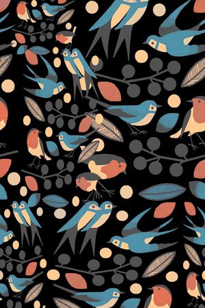 花鸟写意印花华亿平台图片