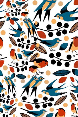 花鸟写意印花华亿平台图片