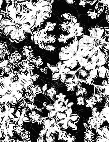 571503-简约花卉破裂纹理组合女装连衣裙潮流