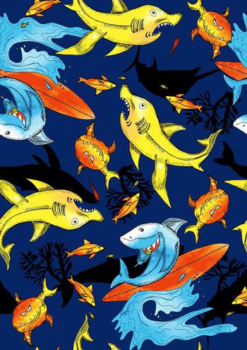 571860-時尚手描線稿趣味鯊魚