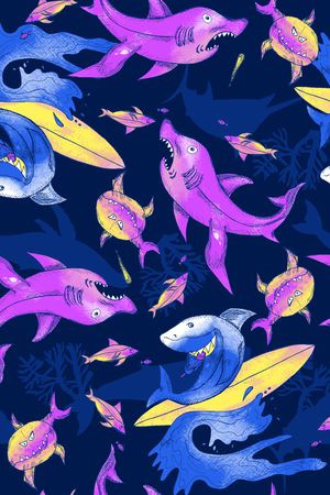 时尚卡通鲨鱼印花华亿平台图片