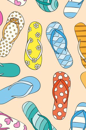 可爱卡通各色各样拖鞋印花华亿平台图片