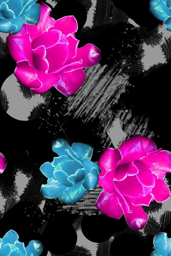 572036-写意涂鸦艺术笔触超大写实花卉女装风