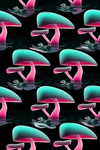 572174-炫彩蘑菇3d效果色彩艺术分形散水波