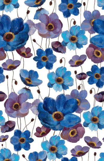 572218-手绘紫色花女装家纺沙发布数码印花匹