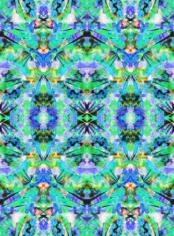 572408-炫彩花卉几何组合 抽象数码印花华亿平台