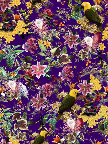 572476-复古小鸟花卉