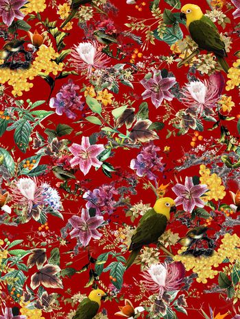 572477-复古小鸟花卉