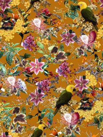 572478-复古小鸟花卉