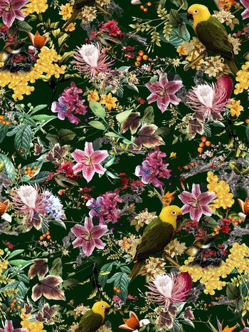 572479-复古小鸟花卉