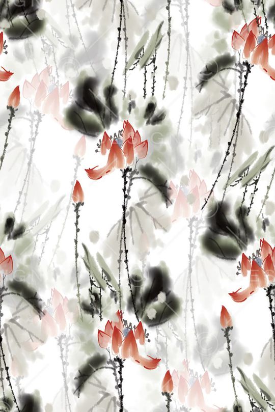 水墨印花华亿平台图片