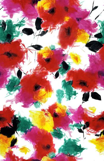 572945-原创手绘鲜艳水彩水墨玫瑰花女装家纺