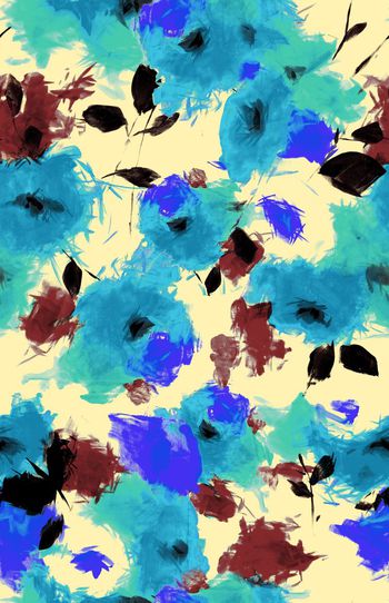 572946-原创手绘鲜艳水彩水墨玫瑰花女装家纺