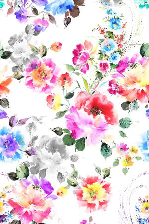 白底花卉印花华亿平台图片