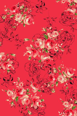 水彩花卉印花华亿平台图片