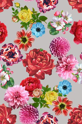 573210-原创时尚潮流清爽春夏女装满版花卉数