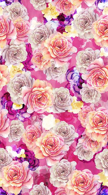 573408-创意 时尚 花卉 喷绘 满版 水彩