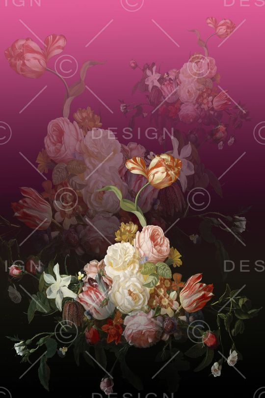 花卉组合印花华亿平台图片