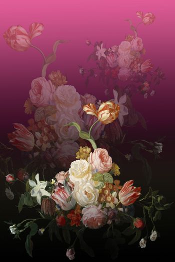 574036-时尚油画花卉旗袍定位图案