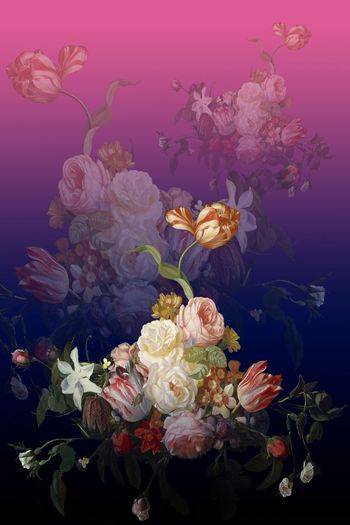 574037-时尚油画花卉旗袍定位图案