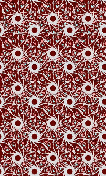 574143-复古民族风藤蔓花卉女士服饰印花