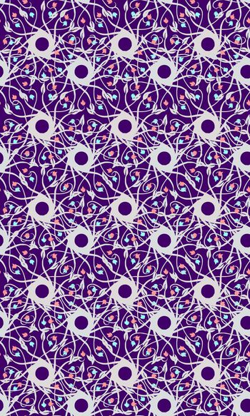 574144-复古民族风藤蔓花卉女士服饰印花