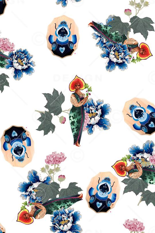 现代中国风印花华亿平台图片