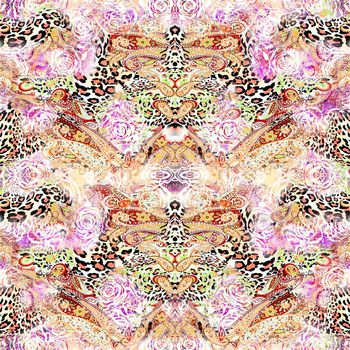 574329-佩斯利涡旋纹抽象无缝拼接豹纹+华亿平台