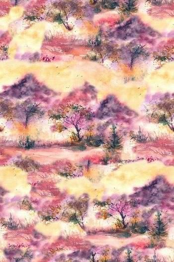 574632-原创创意水彩画森林风景数码印花