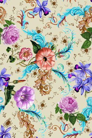 手绘花印花华亿平台图片