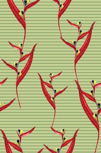 574670-手绘田园风横纹潮流花卉印花