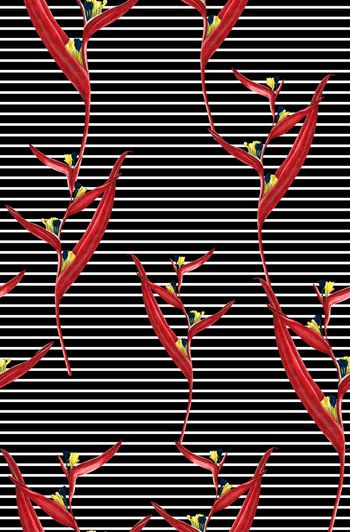 574671-手绘田园风横纹潮流花卉印花