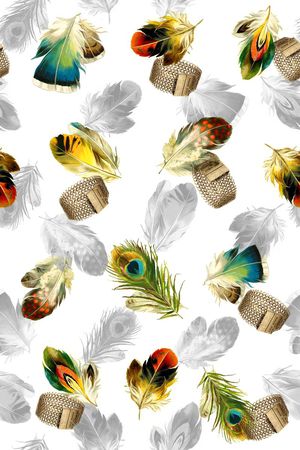 彩色羽毛印花华亿平台图片