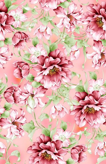 575044-手绘水彩花卉玫瑰女装