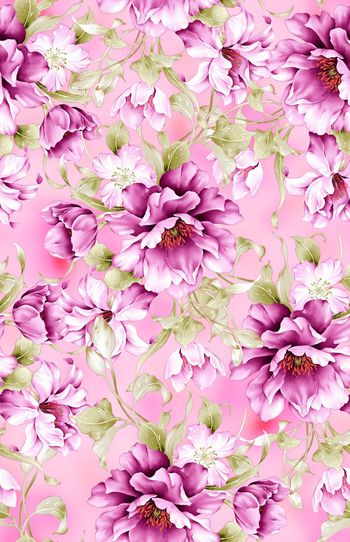 575045-手绘水彩花卉玫瑰花大花女装裙装沙发