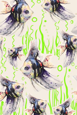 鱼儿自在飘印花华亿平台图片