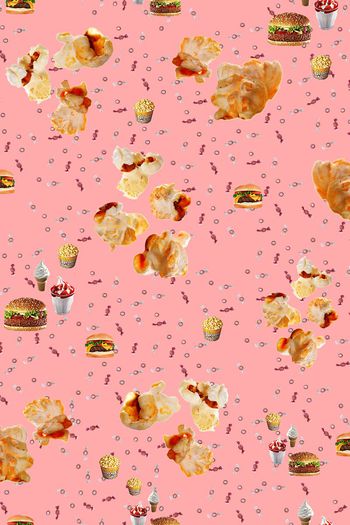 575117-时尚潮流都市快餐餐桌食物雪纺印花Y