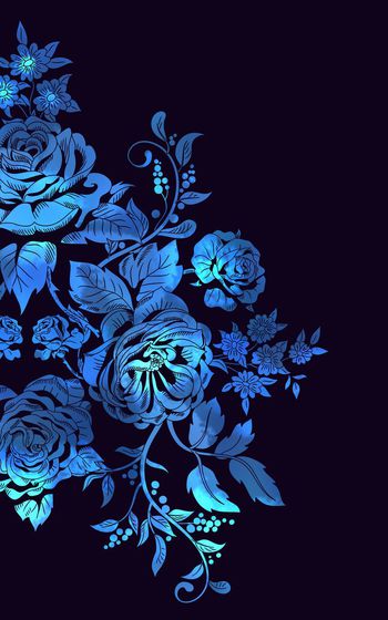 575171-靛蓝花卉玫瑰花定位男装西装衬衫T恤