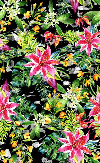 575215-欧美流行时尚水彩花卉