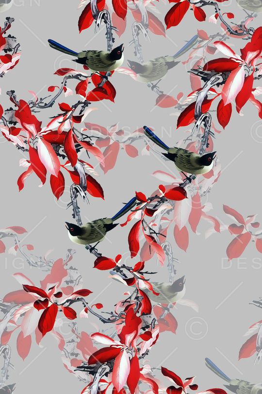 花鸟印花华亿平台图片