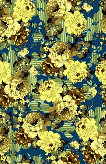 575290-手绘线条玫瑰花民族风女装沙发布匹布