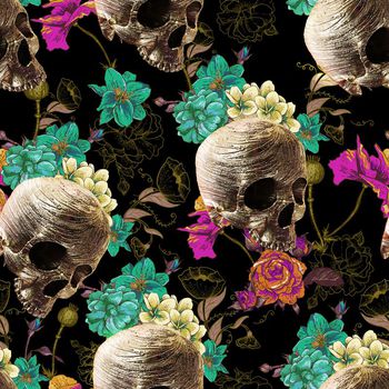575336-骷髅复古花卉流行
