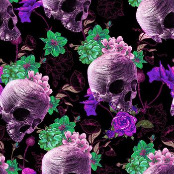 575337-骷髅复古花卉流行