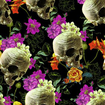 575338-骷髅复古花卉流行